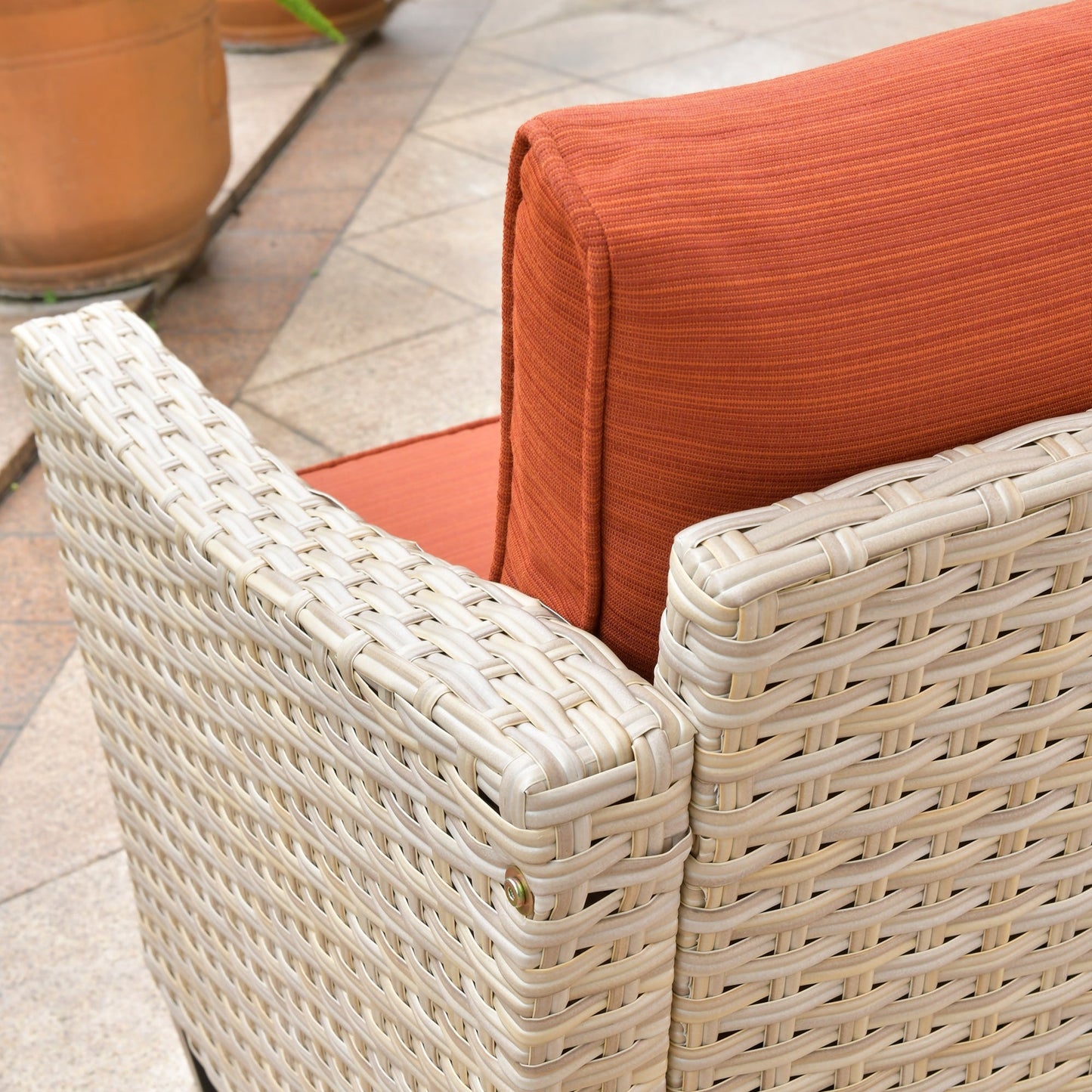 XIZZI 5-piece Outdoor Patio Furniture Rattan Wicker Conversation Sofa Set