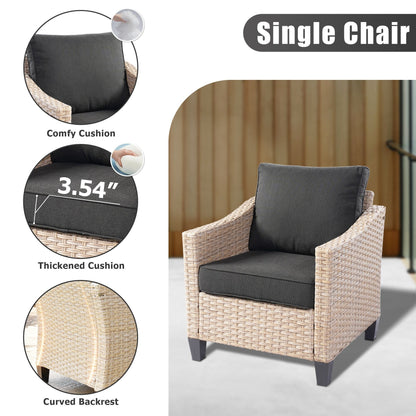 XIZZI 5-piece Outdoor Patio Furniture Rattan Wicker Conversation Sofa Set