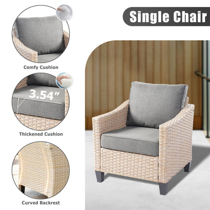 XIZZI 5-piece Outdoor Patio Furniture Rattan Wicker Conversation Sofa Set