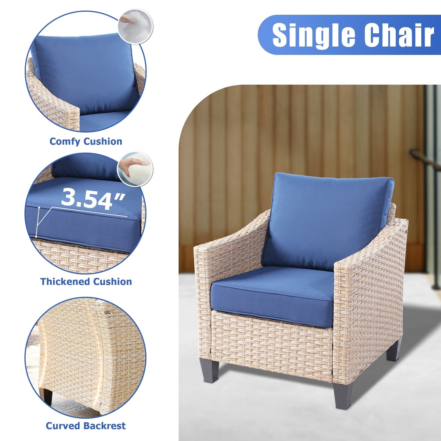 XIZZI 5-piece Outdoor Patio Furniture Rattan Wicker Conversation Sofa Set