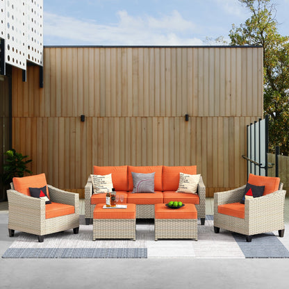 XIZZI 5-piece Outdoor Patio Furniture Rattan Wicker Conversation Sofa Set