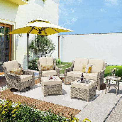 XIZZI 6-piece High-back Outdoor Seating Furniture Set with Swivel Chair