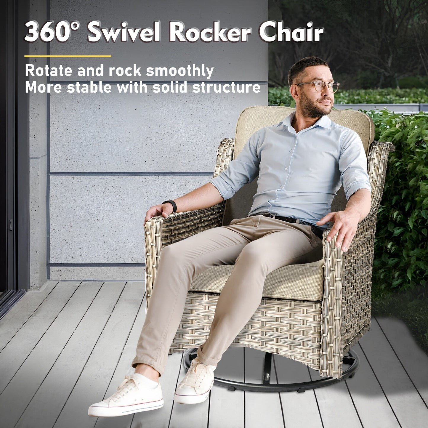 XIZZI 6-piece High-back Outdoor Seating Furniture Set with Swivel Chair
