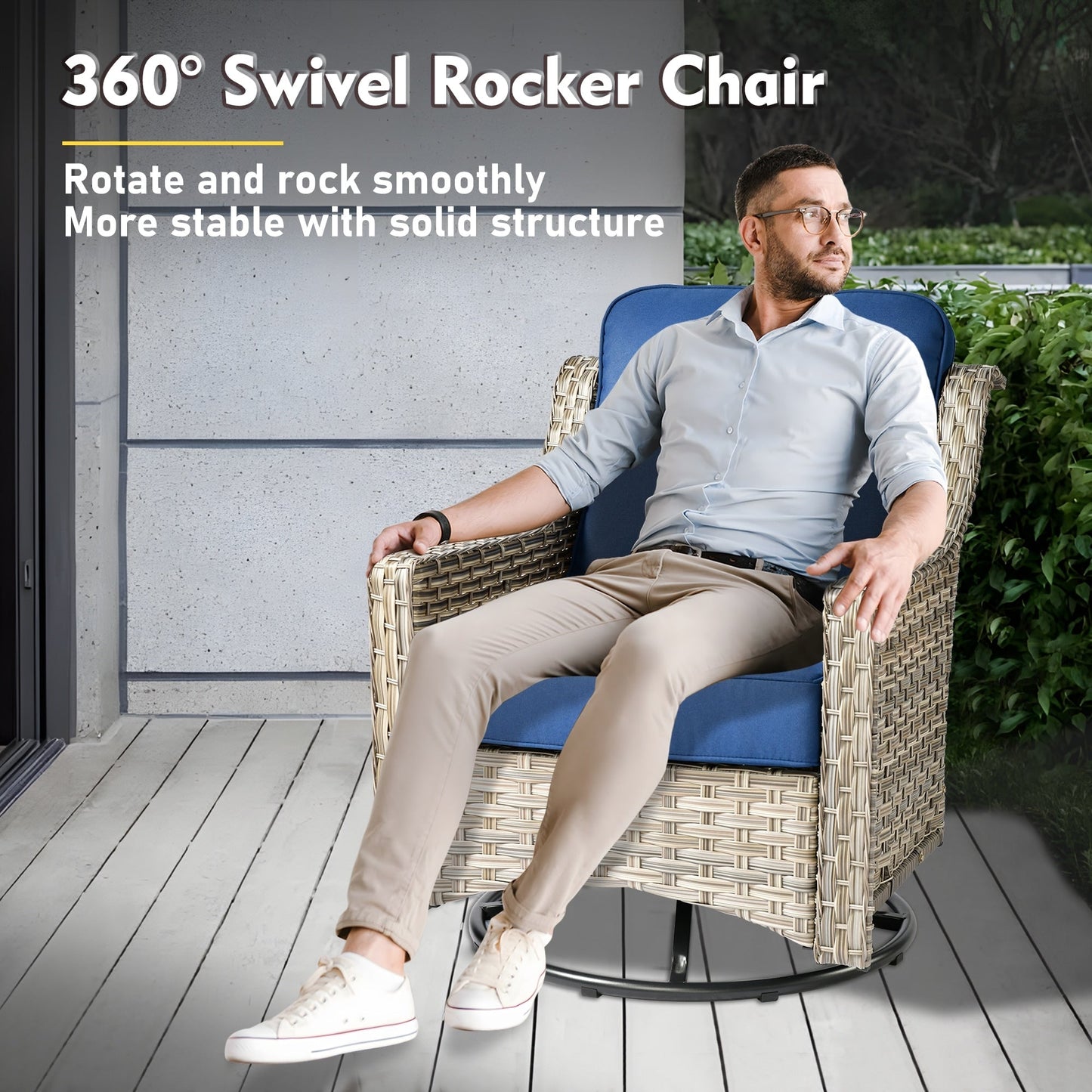 XIZZI 6-piece High-back Outdoor Seating Furniture Set with Swivel Chair