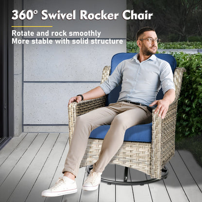 XIZZI 6-piece High-back Outdoor Seating Furniture Set with Swivel Chair