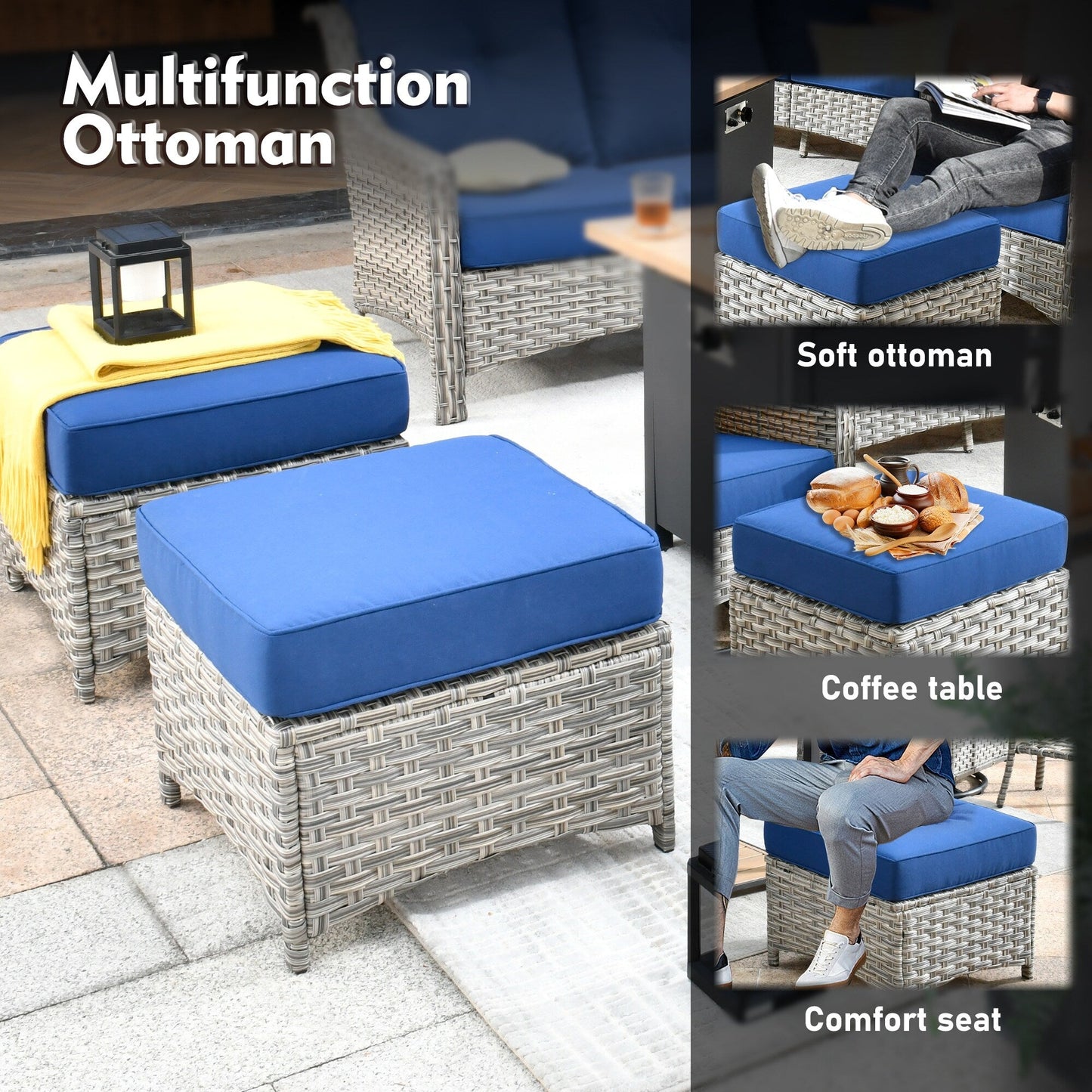 XIZZI 6-piece High-back Outdoor Seating Furniture Set with Swivel Chair