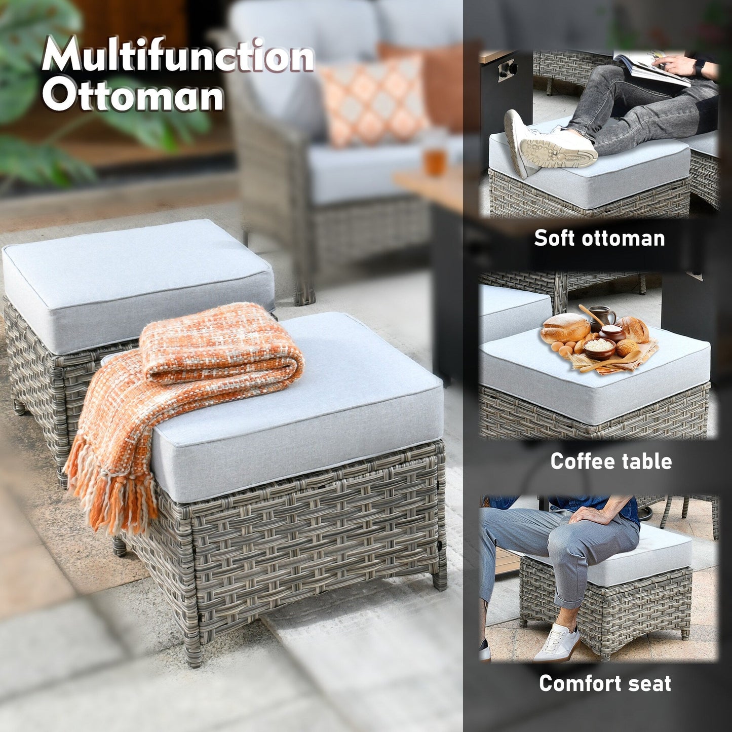 XIZZI 6-piece High-back Outdoor Seating Furniture Set with Swivel Chair