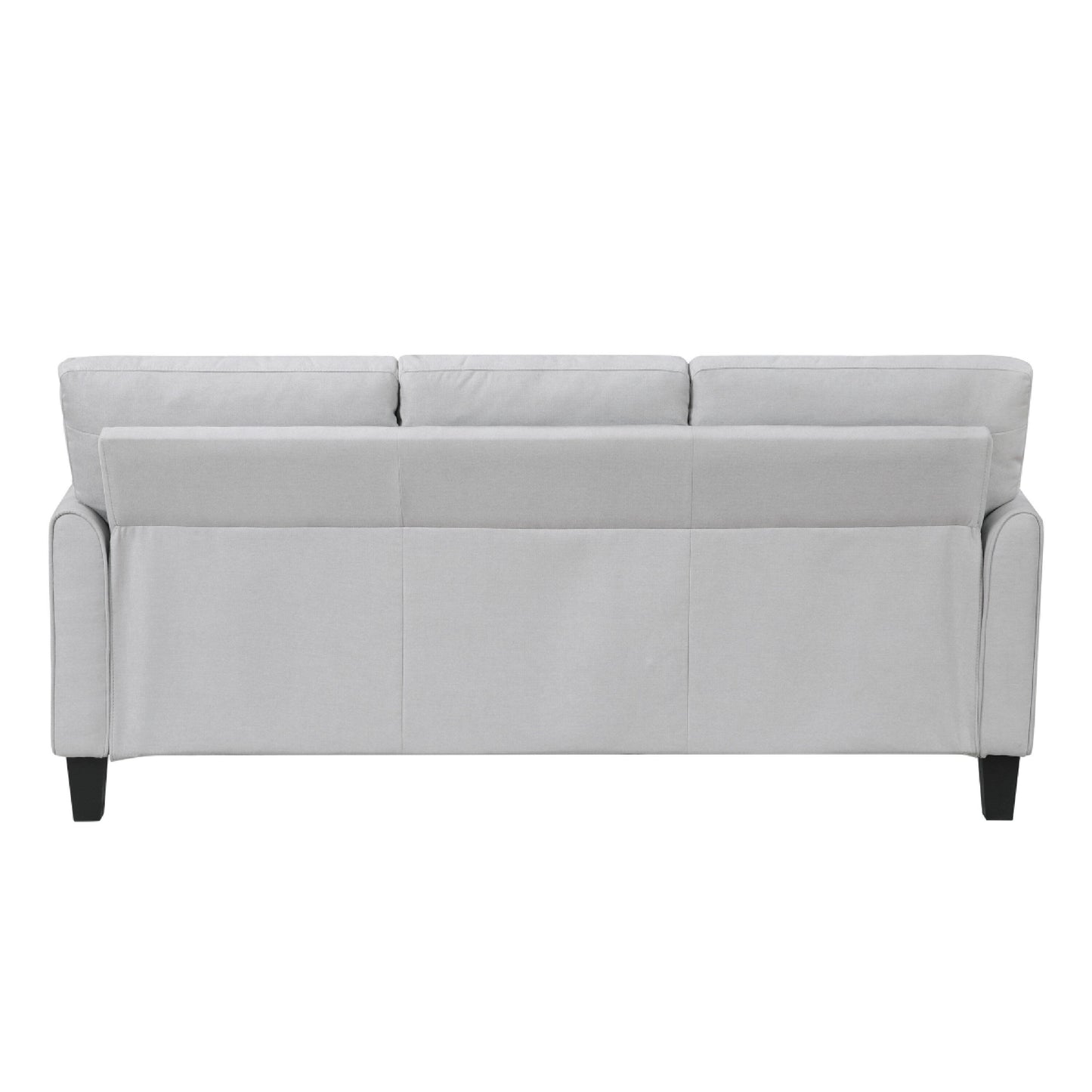 Xumo Sofa, Light Gray Fabric, 79 Inch, Black Tapered Wood Legs