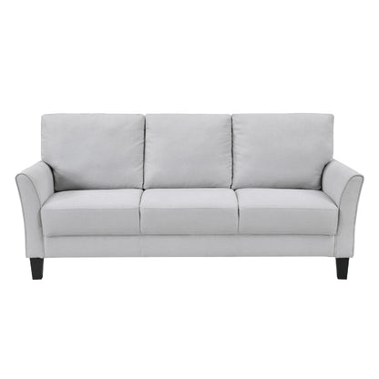 Xumo Sofa, Light Gray Fabric, 79 Inch, Black Tapered Wood Legs