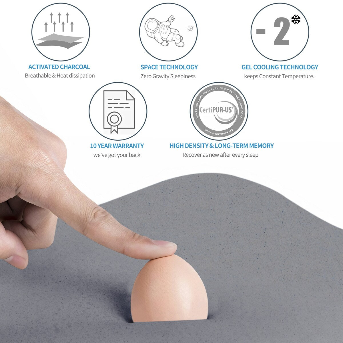 Xyrielle 6 Gel & Charcoal Infused Memory Foam Mattress