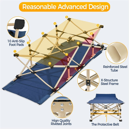 Yaheetech Folding Camping Cot Portable Metal Folding Camping Bed Outdoor Indoor