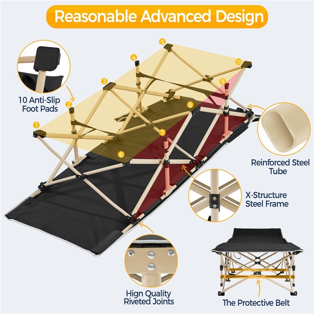 Yaheetech Folding Camping Cot Portable Metal Folding Camping Bed Outdoor Indoor