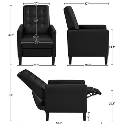 Yaheetech Modern Faux Leather Recliner Adjustable Back  Footrest Tufted Upholstered Sofa