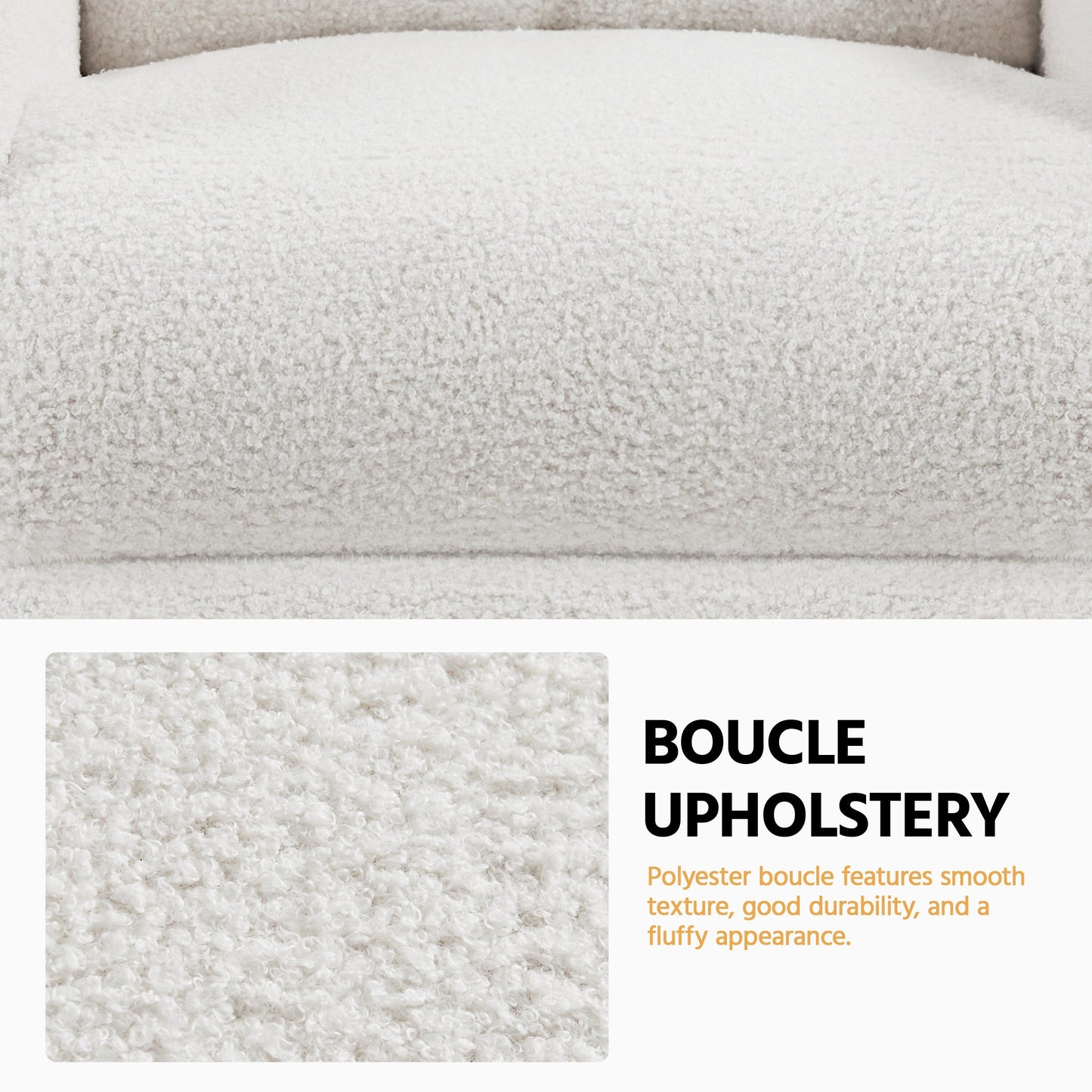 Yaheetech Upholstered Boucle Recliner Sofa Adjustable Reclining Chair, Ivory