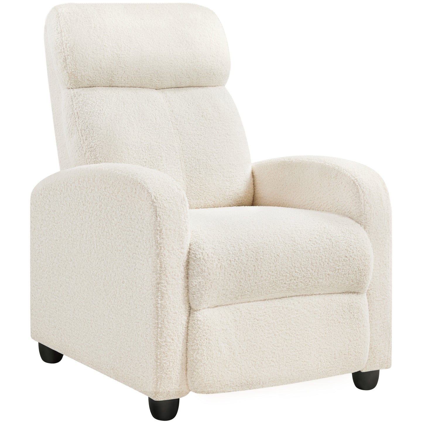 Yaheetech Upholstered Boucle Recliner Sofa Adjustable Reclining Chair, Ivory
