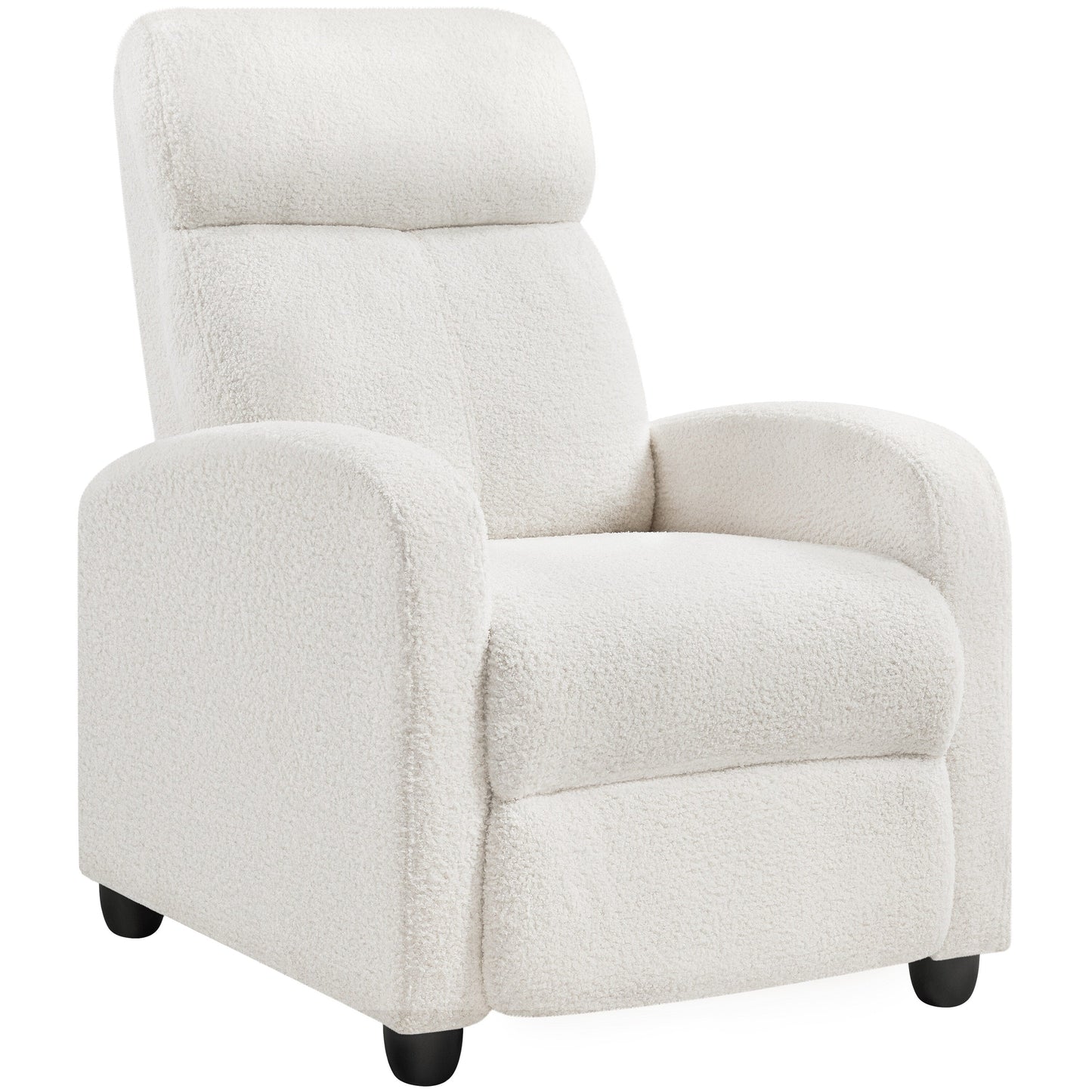 Yaheetech Upholstered Boucle Recliner Sofa Adjustable Reclining Chair, Ivory