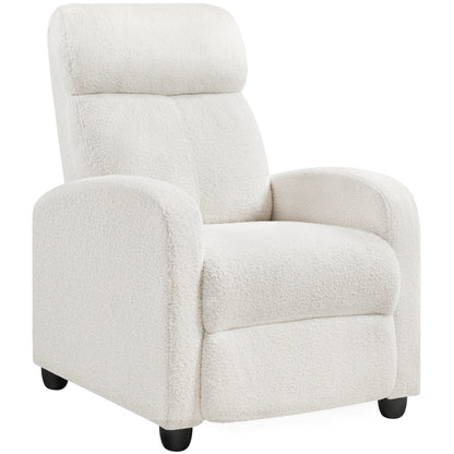 Yaheetech Upholstered Boucle Recliner Sofa Adjustable Reclining Chair, Ivory