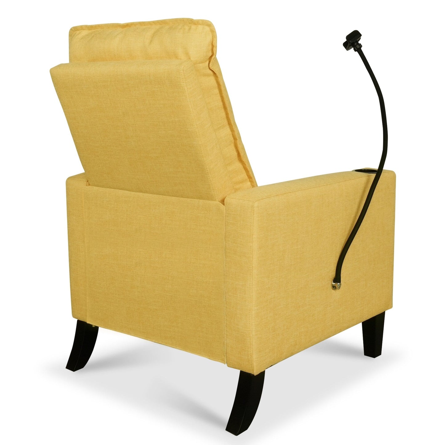 Yellow Modern Fabric Manual Adjustable Recliner Chair with Mobile Phone Holder, Cup Holder, and Footrest