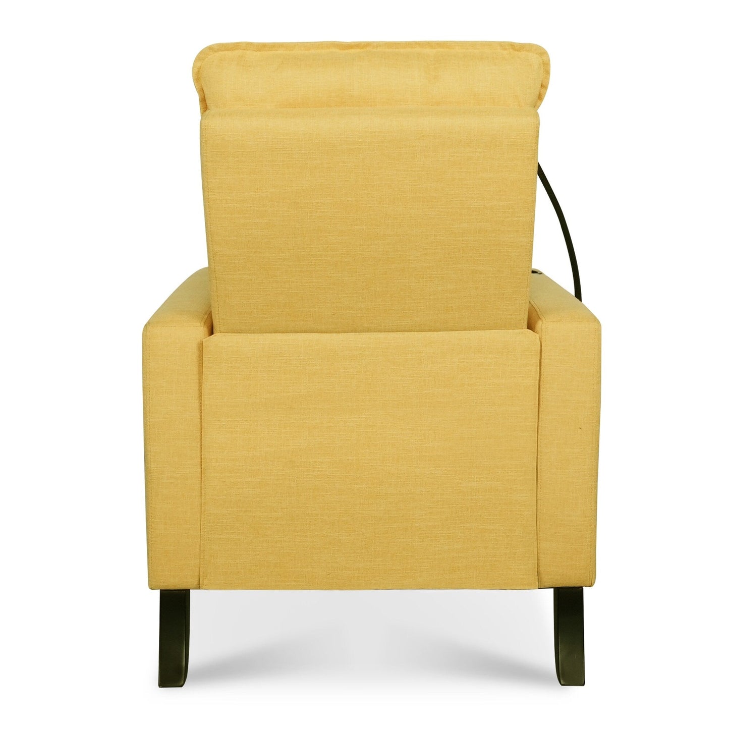 Yellow Modern Fabric Manual Adjustable Recliner Chair with Mobile Phone Holder, Cup Holder, and Footrest