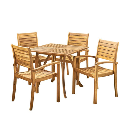 York Acacia Wood Outdoor 5-piece Square Dining Set by Christopher Knight Home