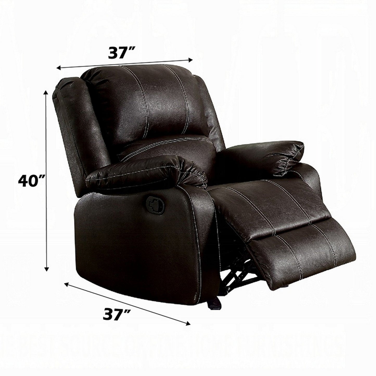 Zuru Motion Manual Rocker Recliner Chair, Plush Brown Faux Leather