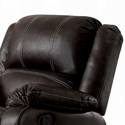 Zuru Motion Manual Rocker Recliner Chair, Plush Brown Faux Leather
