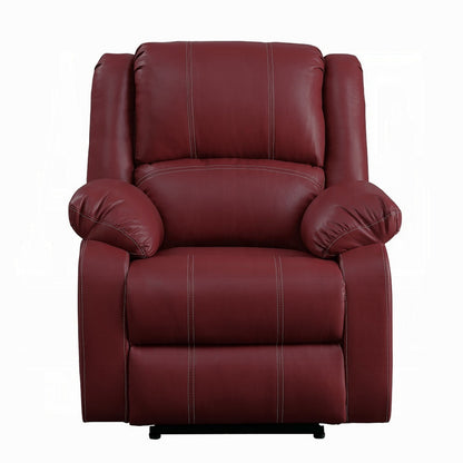 Zuru Motion Manual Rocker Recliner Chair, Plush Dark Red Faux Leather
