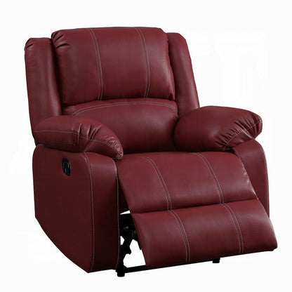 Zuru Motion Manual Rocker Recliner Chair, Plush Dark Red Faux Leather