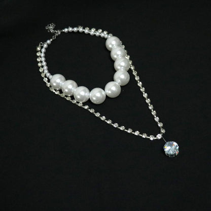 Chain Pearl Double Layer Strap Necklace