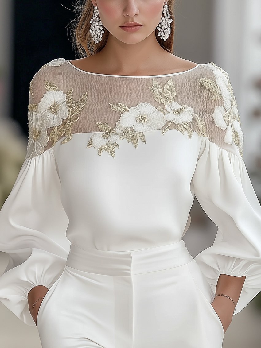 24-Hour-Shipping Stylish Shirt With Mesh Embroidery
