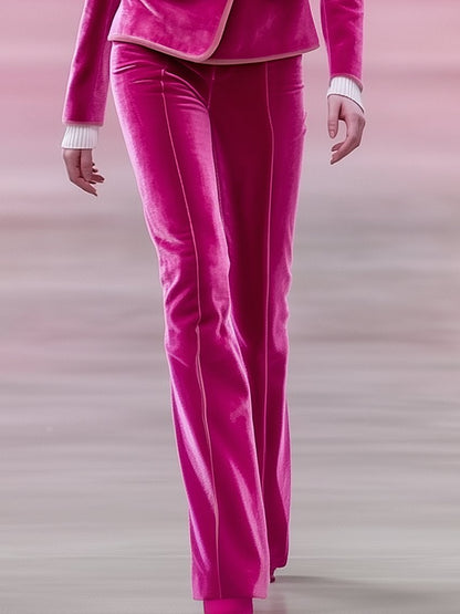 24-Hour-Shipping Barbie Pink Velvet Suit With Light Pink Trimmed