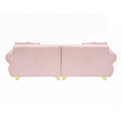 spring-wrapped Sofa cushions with stylish metal feet and 4 throw pillows