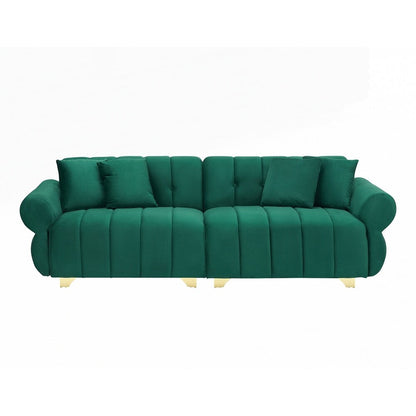 spring-wrapped Sofa cushions with stylish metal feet and 4 throw pillows