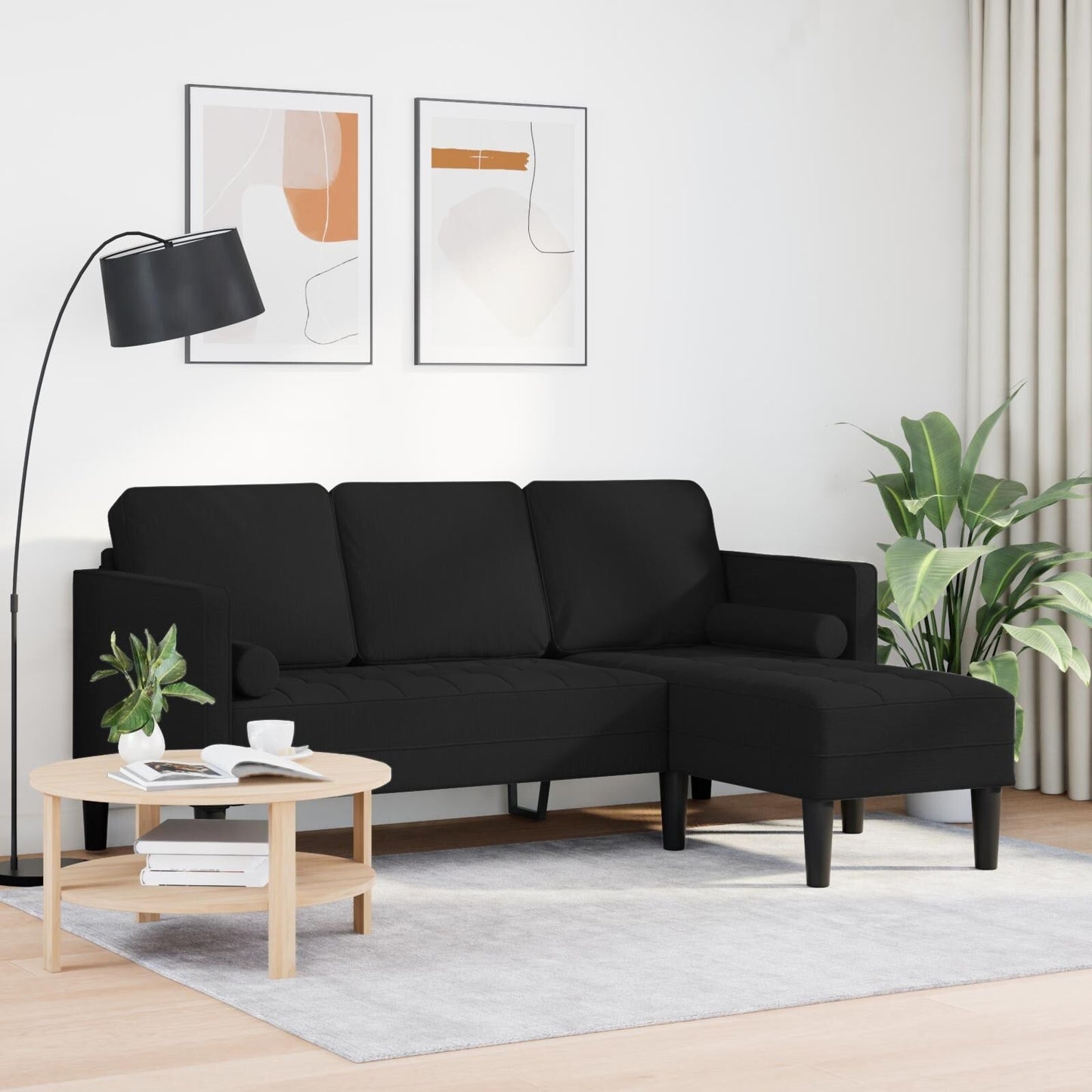 vidaXL 2/3 Piece Sofa Set with Cushions Black/Dark Grey/Light Grey Fabric - 68.1 x 51.6 x 26.4