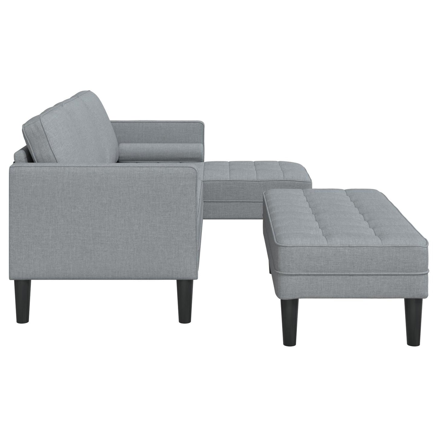 vidaXL 2/3 Piece Sofa Set with Cushions Black/Dark Grey/Light Grey Fabric - 68.1 x 51.6 x 26.4