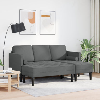 vidaXL 2/3 Piece Sofa Set with Cushions Black/Dark Grey/Light Grey Fabric - 68.1 x 51.6 x 26.4