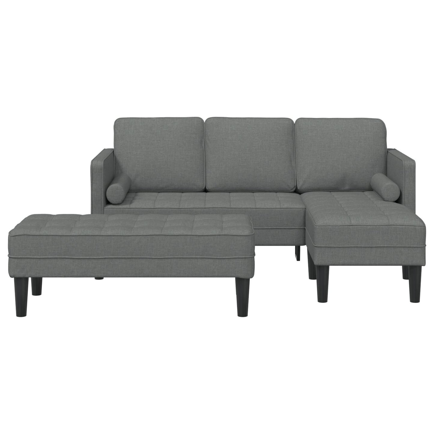 vidaXL 2/3 Piece Sofa Set with Cushions Black/Dark Grey/Light Grey Fabric - 68.1 x 51.6 x 26.4