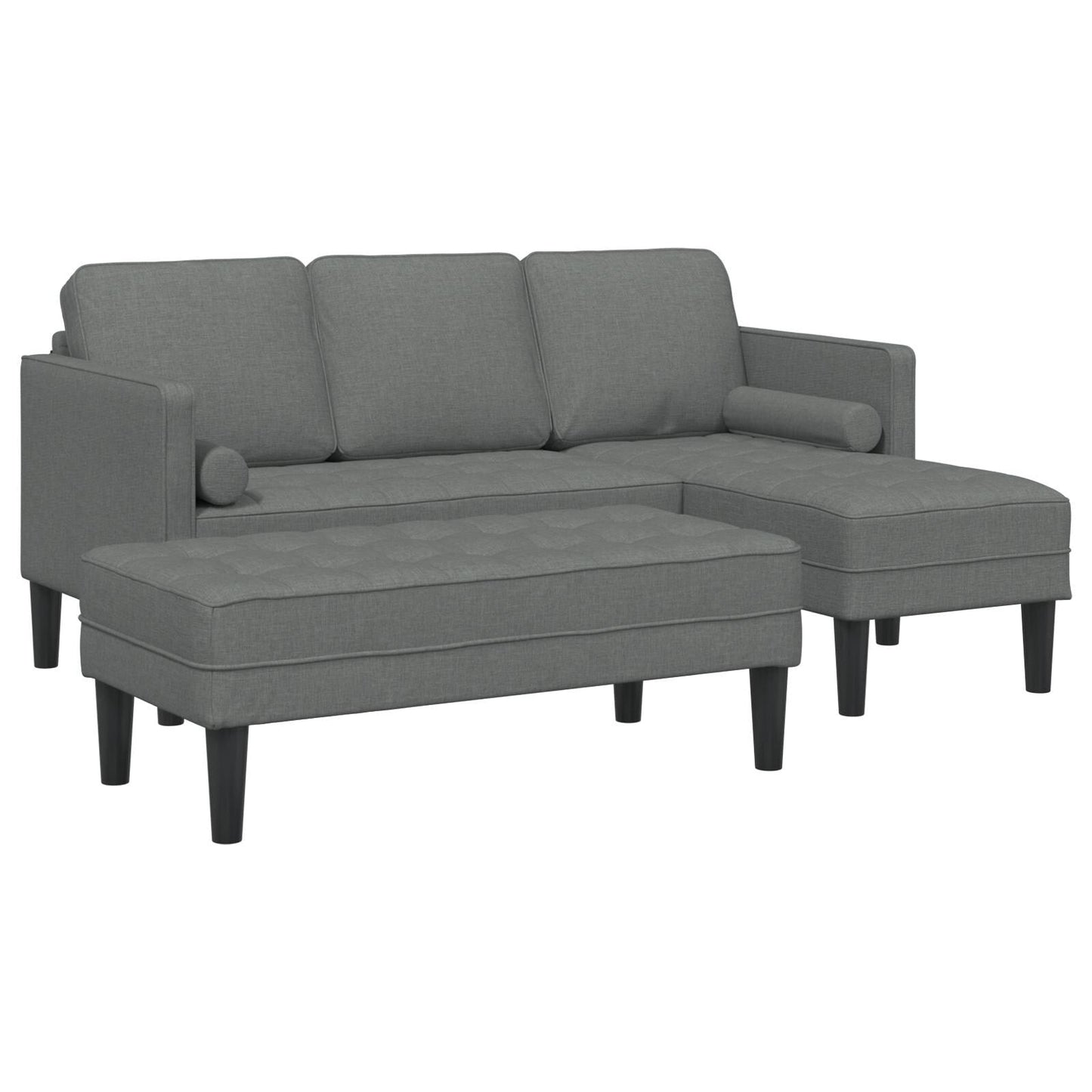 vidaXL 2/3 Piece Sofa Set with Cushions Black/Dark Grey/Light Grey Fabric - 68.1 x 51.6 x 26.4