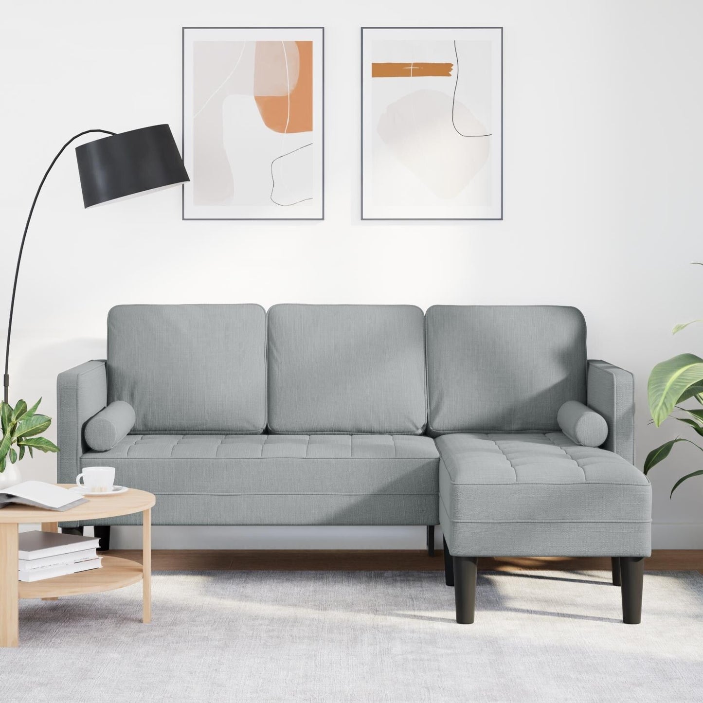 vidaXL 2/3 Piece Sofa Set with Cushions Black/Dark Grey/Light Grey Fabric - 68.1 x 51.6 x 26.4