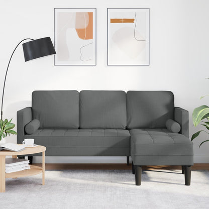 vidaXL 2/3 Piece Sofa Set with Cushions Black/Dark Grey/Light Grey Fabric - 68.1 x 51.6 x 26.4