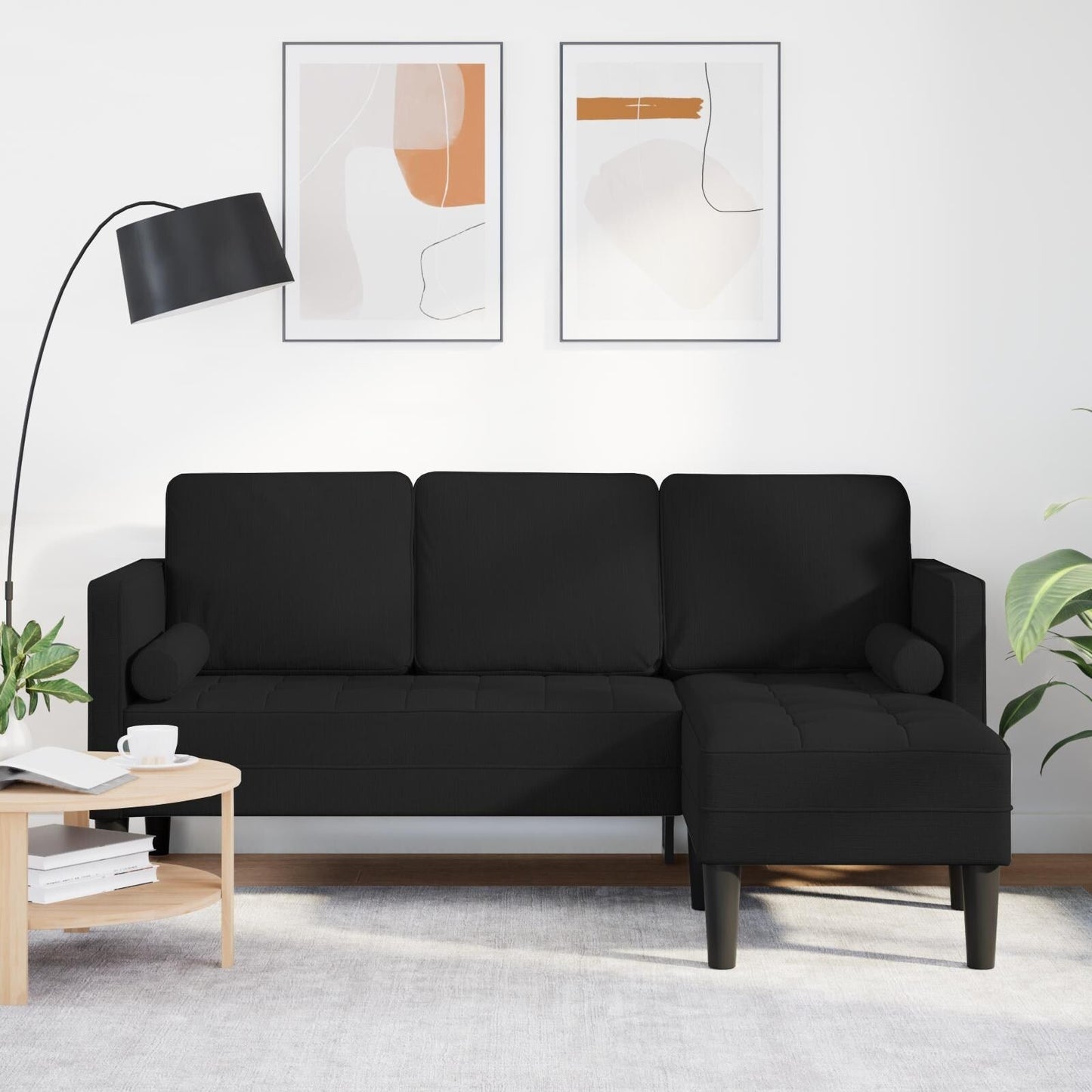 vidaXL 2/3 Piece Sofa Set with Cushions Black/Dark Grey/Light Grey Fabric - 68.1 x 51.6 x 26.4