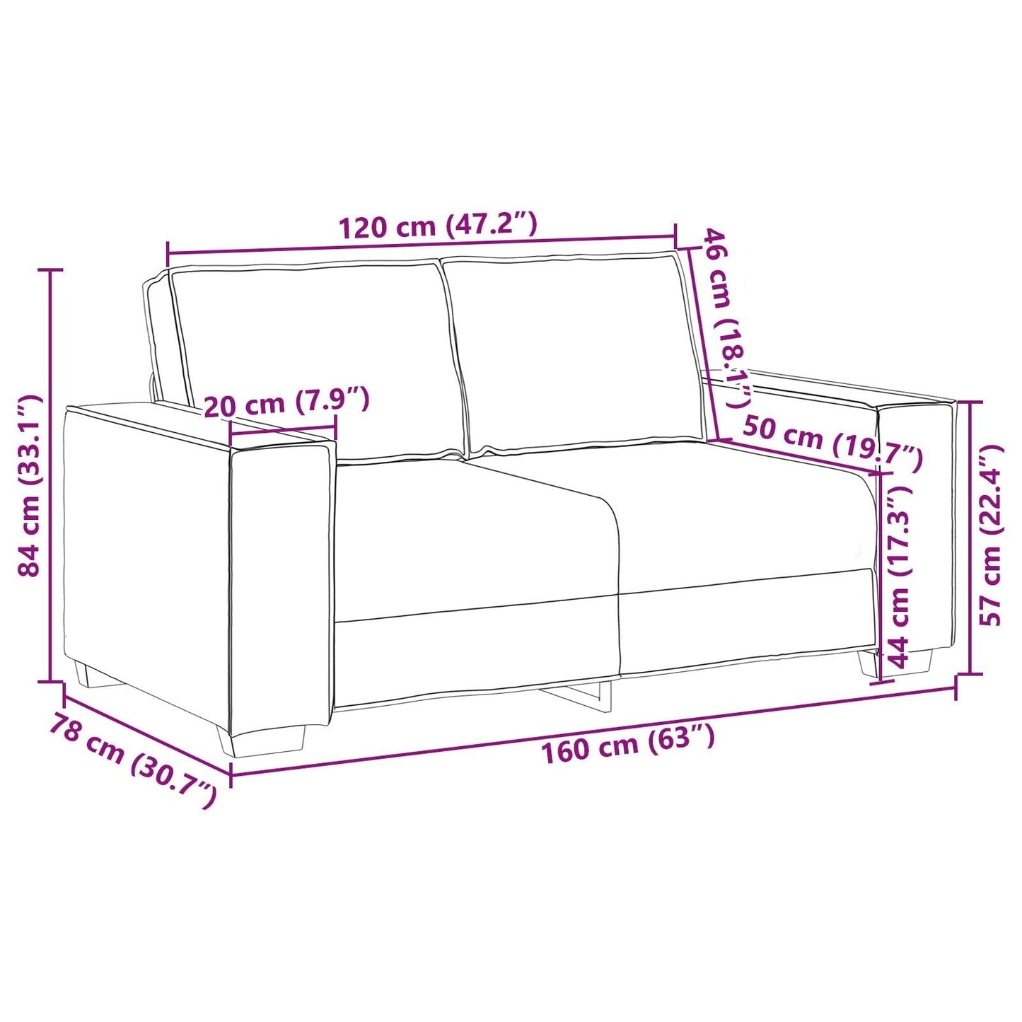 vidaXL 3 Piece Sofa Set with Cushions Black/Dark grey Fabric - 39 x 30.7 x 33.1