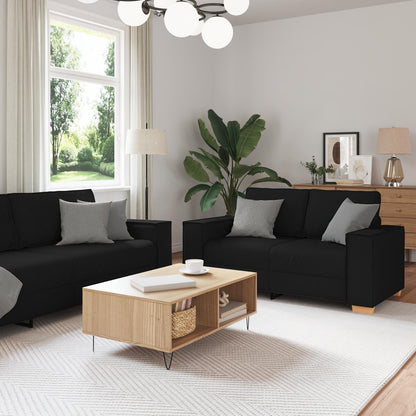 vidaXL 3 Piece Sofa Set with Cushions Black/Dark grey Fabric - 39 x 30.7 x 33.1