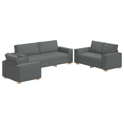 vidaXL 3 Piece Sofa Set with Cushions Black/Dark grey Fabric - 39 x 30.7 x 33.1