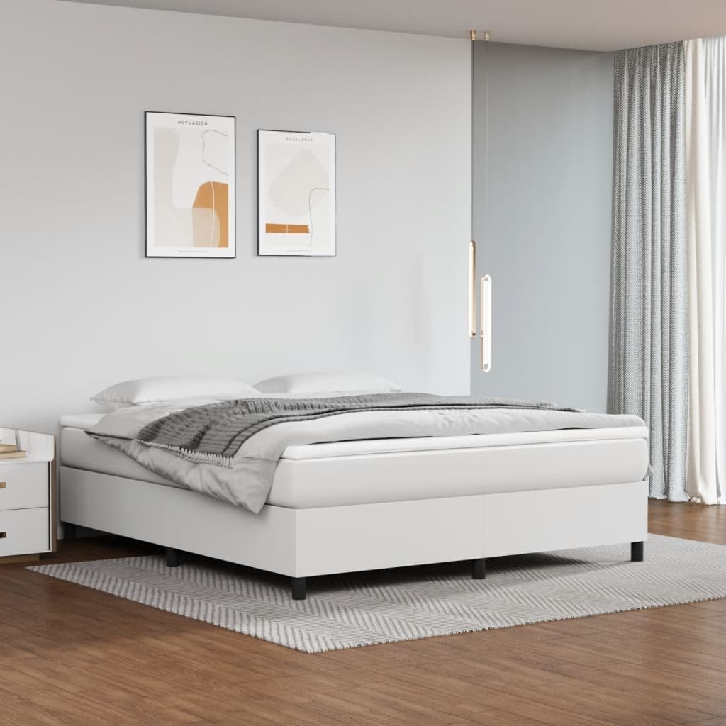 vidaXL Bed Frame Box Spring Bed Base with Mattress for Bedroom Faux Leather