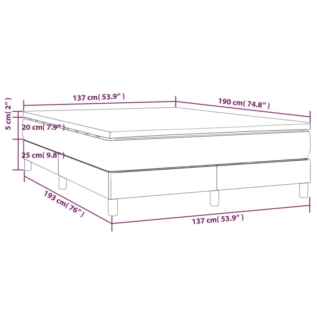 vidaXL Bed Frame Box Spring Bed Base with Mattress for Bedroom Faux Leather