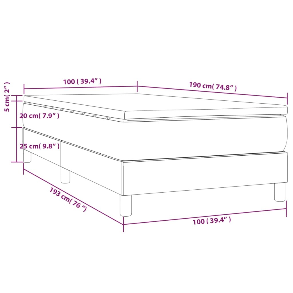 vidaXL Bed Frame Box Spring Bed Base with Mattress for Bedroom Faux Leather