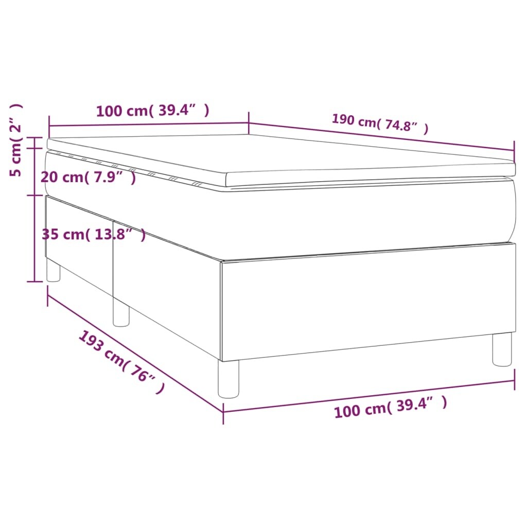 vidaXL Bed Frame Box Spring Bed Base with Mattress for Bedroom Faux Leather