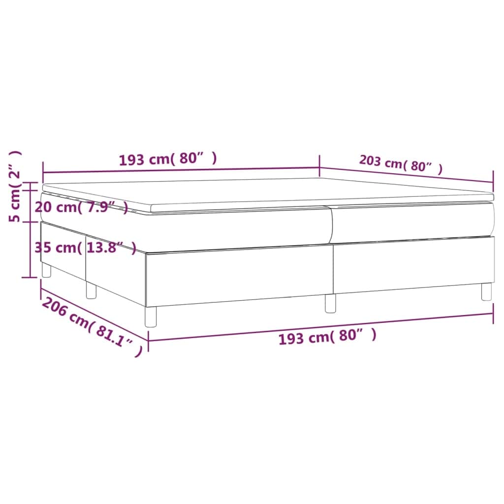 vidaXL Bed Frame Box Spring Bed Base with Mattress for Bedroom Faux Leather