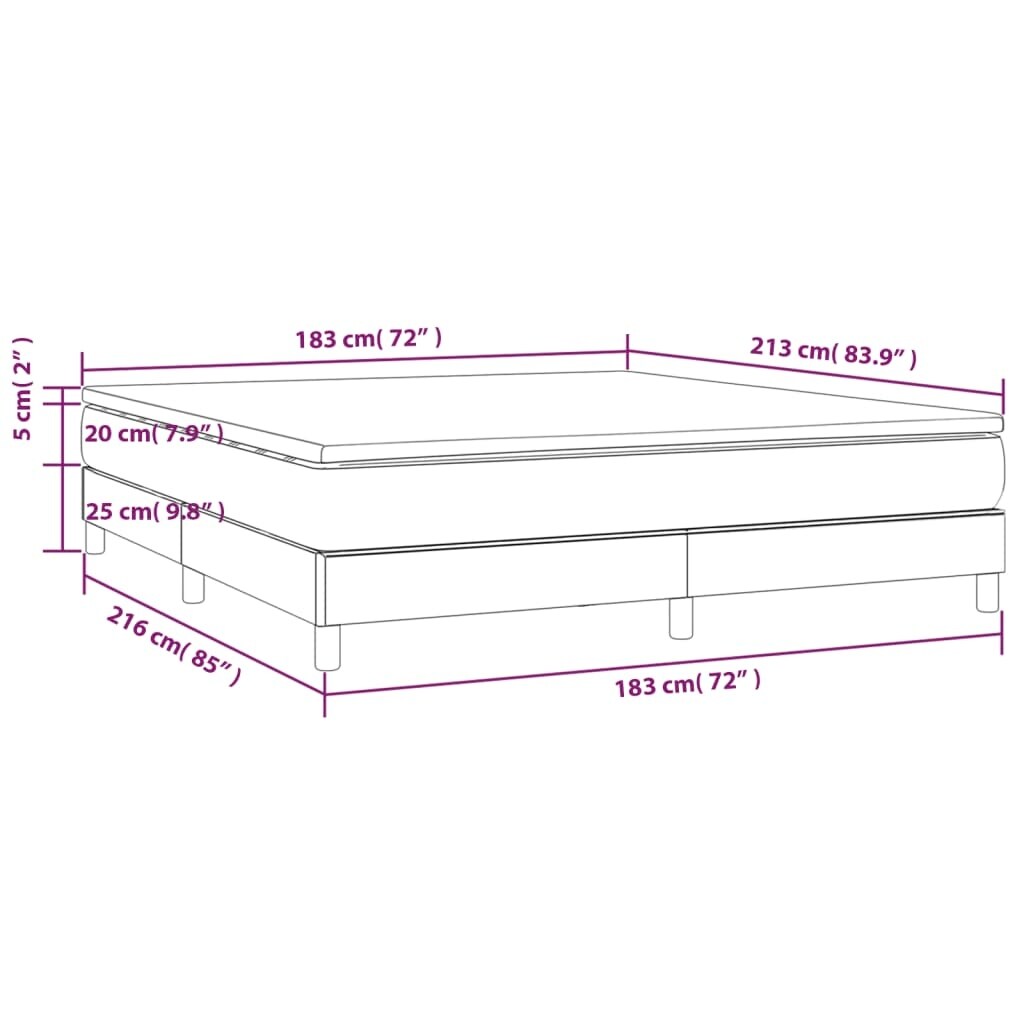 vidaXL Bed Frame Box Spring Bed Base with Mattress for Bedroom Faux Leather